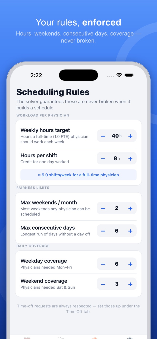 Configurable scheduling rules